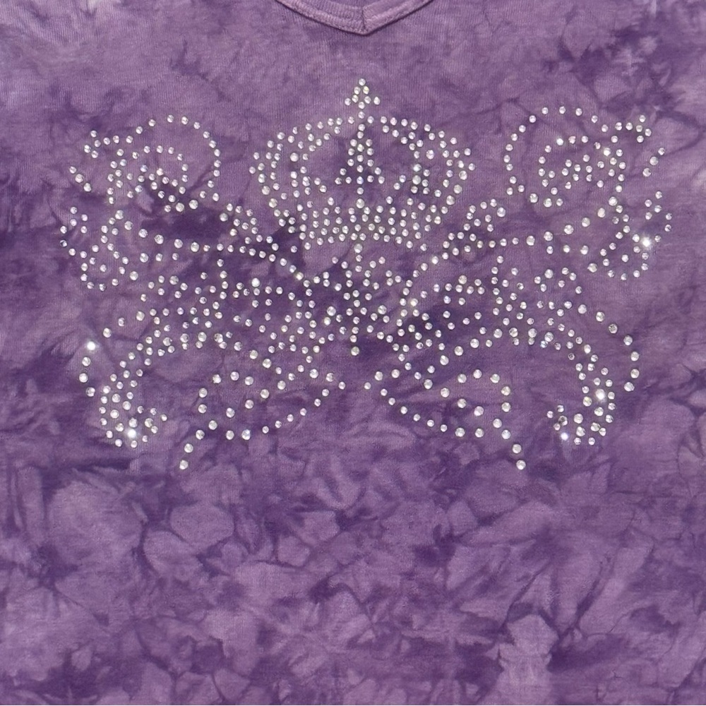 Sledge USA purple tie dye rhinestone bling cotton t shirt Y2K 90s biker XL crown
